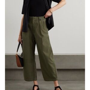 CITIZENS OF HUMANITY Payton cropped pleated cotton boyfriend pants